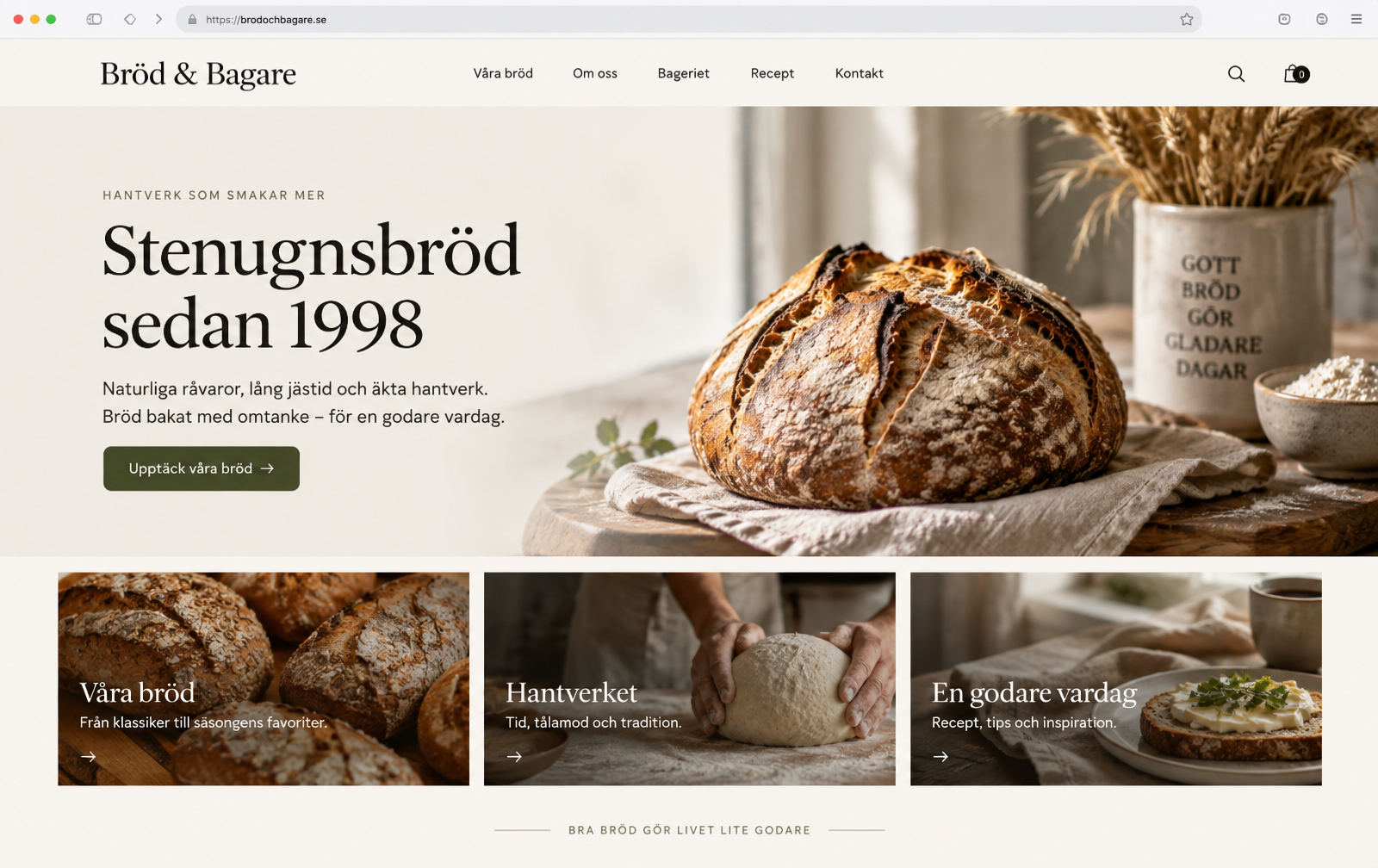 Skärmbild av Bröd & Bagare
